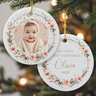 Décoration En Céramique Moderne Céleste 1er Noël de Bébé Élégant