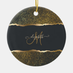 Décoration En Céramique Moderne Élégant Monogramme au Touché d'Or