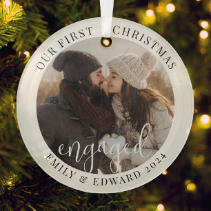 Décoration En Céramique Moderne Élégant Premier Noël Fiancés Photo