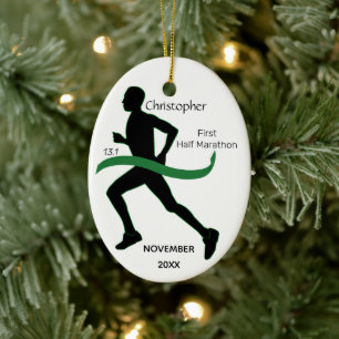 Décoration En Céramique Moitié Homme Marathon Runner Green Ribbon Ornament