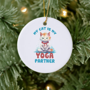 Décoration En Céramique Mon Chat Est Mon Partenaire De Yoga - Adorable Méd