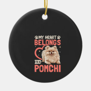 Décoration En Céramique Mon cœur appartient à un Pomchi