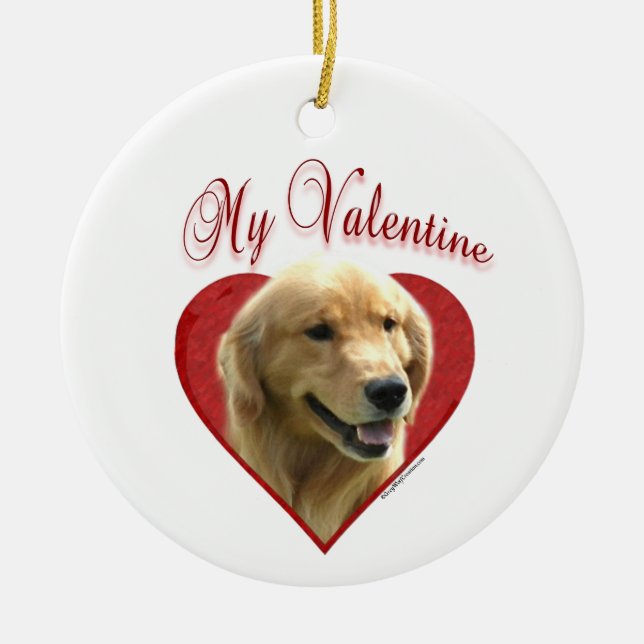 Décoration En Céramique Mon Golden Retriever Valentine (Devant)