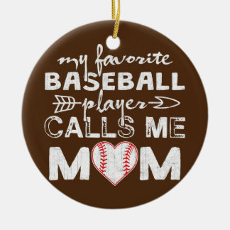 Décoration En Céramique Mon joueur favori de baseball m'appelle maman mère
