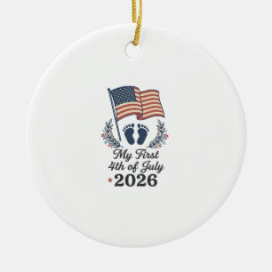Décoration En Céramique Mon premier 4 juillet 2026 bébé vintage patriotiqu