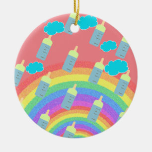 Décoration En Céramique Mon premier Noël Arc-en-ciel Bouteille de bébé Déc