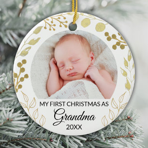 Décoration En Céramique Mon premier Noël en tant que grand-mère Photo Feui