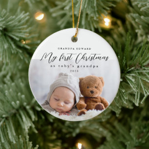 Décoration En Céramique Mon premier Noël en tant que grand-père Photo et a