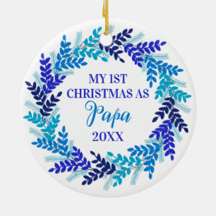 Décoration En Céramique Mon premier Noël en tant que Papa Elegant Blue Wre
