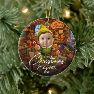Décoration En Céramique Mon premier Noël Le petit aide du Père Noël Photo