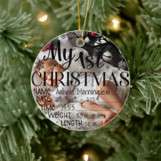 Décoration En Céramique Mon premier Noël Nom personnalisé Date Heure
