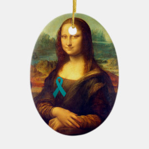 Décoration En Céramique Mona Lisa Avec Ruban Turquoise