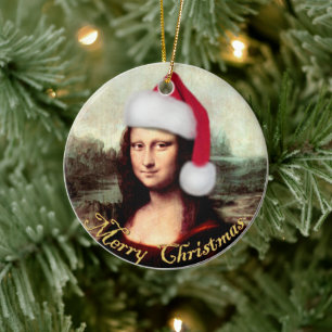 Décoration En Céramique Mona Lisa Chapeau de Père Noël Noël