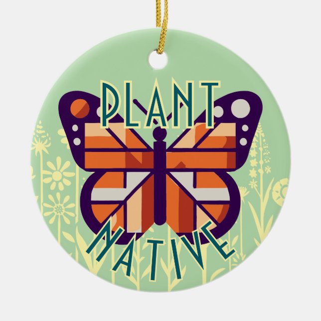 Décoration En Céramique Monarch Butterfly Plante Native Green Arrière - pl (Devant)