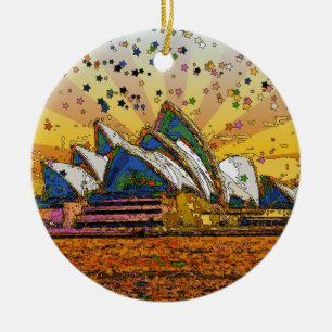 Décoration En Céramique Monde Psychedelique : Skyline de Sydney A1