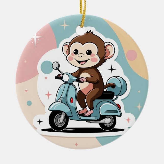 Décoration En Céramique Monkey driving a scooter (Devant)