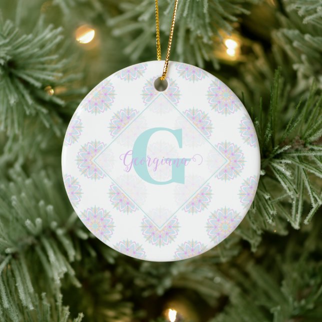 Décoration En Céramique Monogram Pastel Rainbow Sundae Polka Dot Mandala (Arbre)