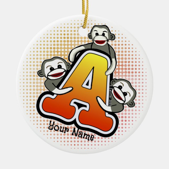 Décoration En Céramique Monogramme A Sock Monkey (Devant)