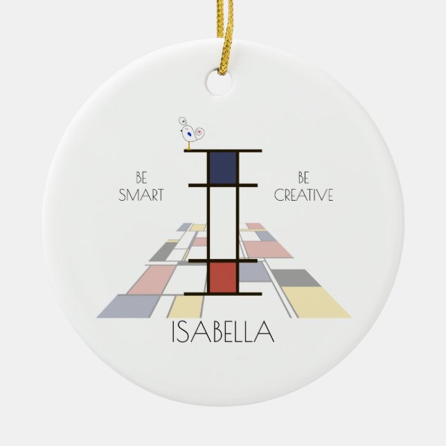 Décoration En Céramique Monogramme Art Moderne. Lettre I (Devant)