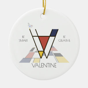 Décoration En Céramique Monogramme Art Moderne. Lettre V