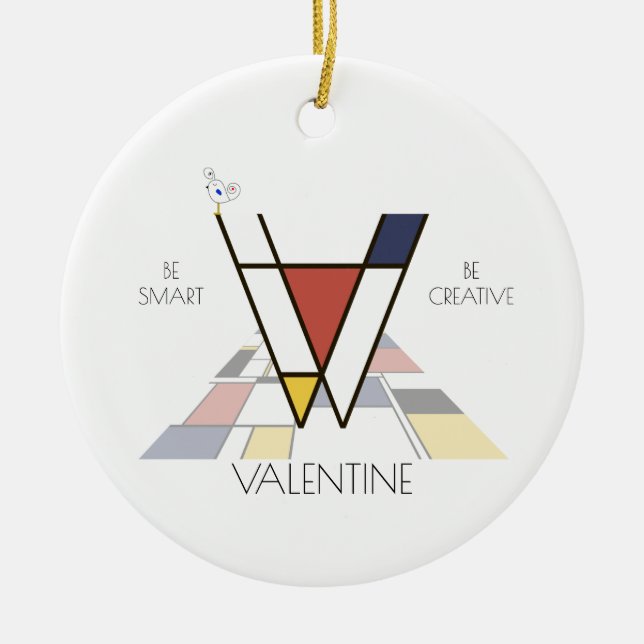 Décoration En Céramique Monogramme Art Moderne. Lettre V (Devant)