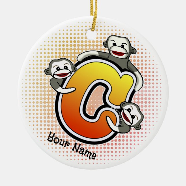 Décoration En Céramique Monogramme C Sock Monkey (Devant)