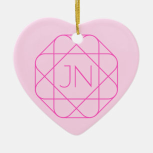 Décoration En Céramique Monogramme cool, Style de logo de hanche   Rose & 