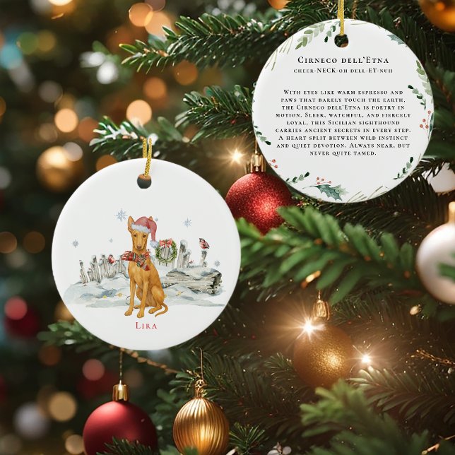 Décoration En Céramique Monogramme d'aquarelle Cirneco dell'Etna Chien (Créateur téléchargé)