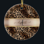 Décoration En Céramique Monogramme de bronze noir Motif léopard<br><div class="desc">Elégant motif léopard sur noir et bronze avec votre monogramme.L'idée cadeau romantique parfaite. Cliquez sur le bouton Customiser pour modifier les polices,  déplacer le texte et customiser davantage votre conception.</div>