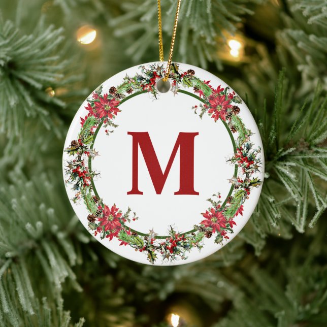Décoration En Céramique monogramme de couronne de Noël (Arbre)