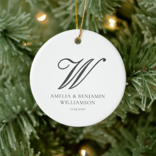 Décoration En Céramique Monogramme de famille élégant classique Mariage mi