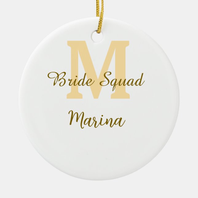 Décoration En Céramique Monogramme de l'équipe de la mariée simple shower  (Devant)