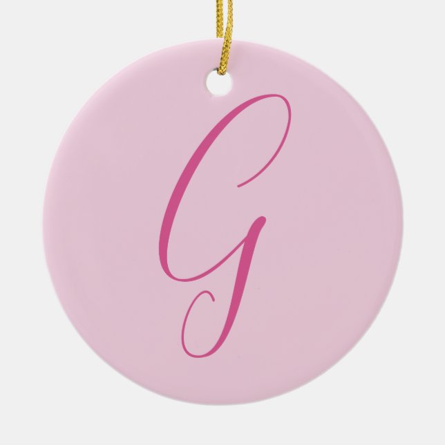 Décoration En Céramique Monogramme de lettre initiale rose clair chic uni (Devant)
