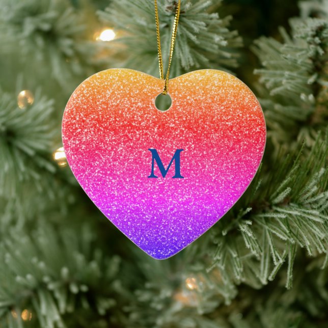 Décoration En Céramique Monogramme de Noël Glittery Sprinkles Initiale 201 (Arbre)