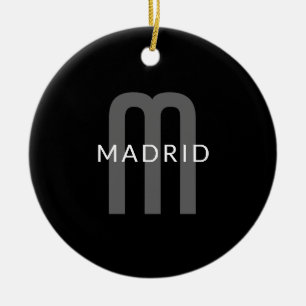 Décoration En Céramique Monogramme de nom à l'aspect moderne Noir Gris B