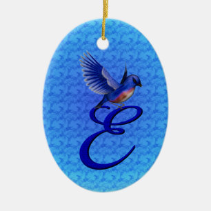 Décoration En Céramique Monogramme élégant de Bluebird initial E