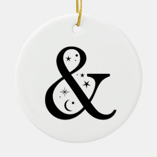 Décoration En Céramique Monogramme et esperluette céleste