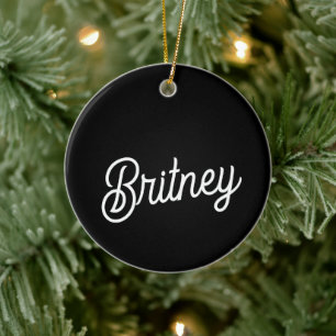 Décoration En Céramique Monogramme et nom personnalisés en noir moderne