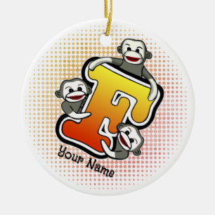 Décoration En Céramique Monogramme F Sock Monkey