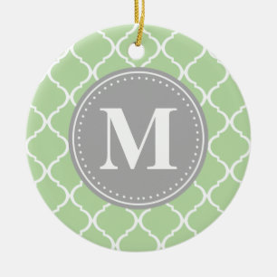 Décoration En Céramique Monogramme Gris de lattice marocain