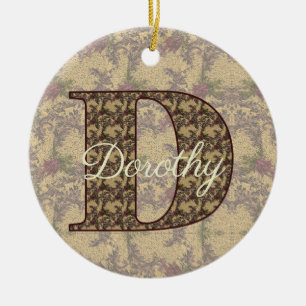 Décoration En Céramique Monogramme Initial D Floral Vintage Personnalisé