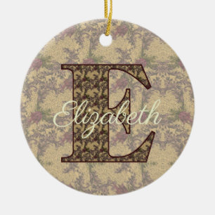 Décoration En Céramique Monogramme Initial E Floral Vintage Personnalisé