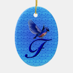 Décoration En Céramique Monogramme Initial F Bluebird 