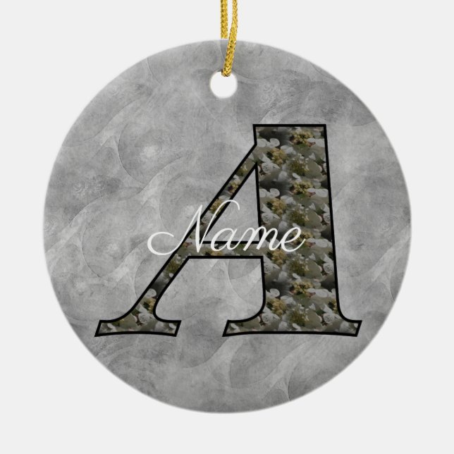 Décoration En Céramique Monogramme Initiale A Fleurs D'Hydrangea Personnal (Devant)