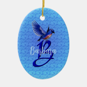 Décoration En Céramique Monogramme initiale B Bluebird Personnalisé