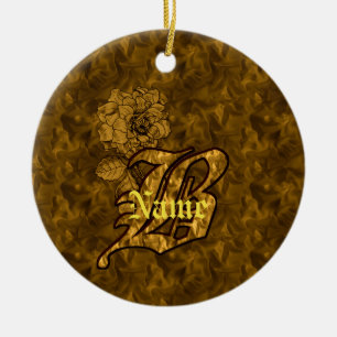 Décoration En Céramique Monogramme Initiale B Élégante Fleur de Pivoine en