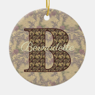 Décoration En Céramique Monogramme Initiale B Floral Vintage Personnalisé