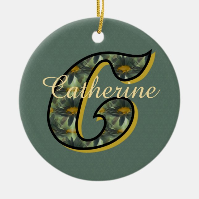 Décoration En Céramique Monogramme Initiale C Fleurs Personnalisé  (Devant)