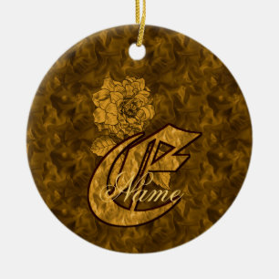 Décoration En Céramique Monogramme Initiale E Élégant Pivoine Personnalisé