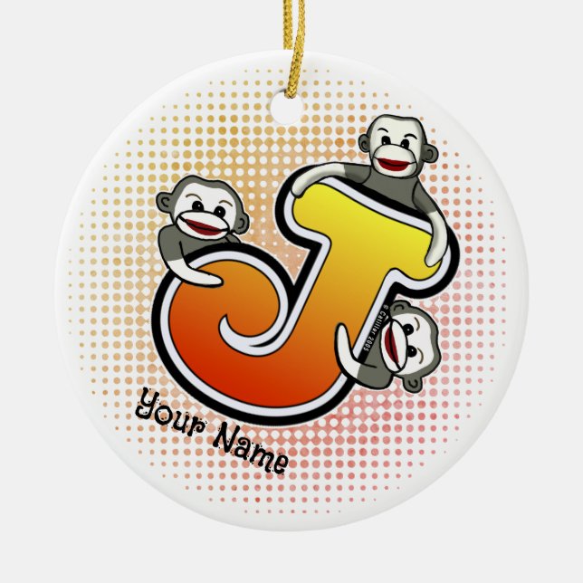 Décoration En Céramique Monogramme J Sock Monkey (Devant)